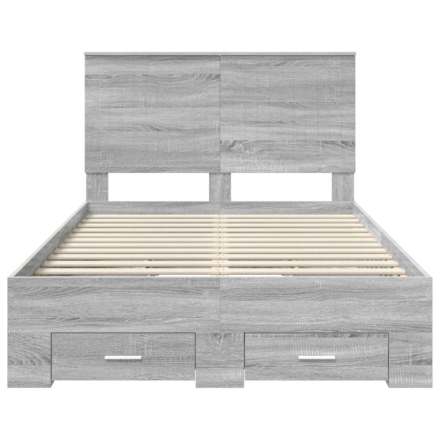 Bedframe met hoofdeinde Grijs Sonoma 120 x 200 cm Bewerkt hout