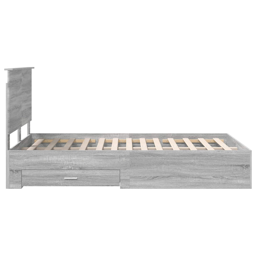 Bedframe met hoofdeinde Grijs Sonoma 120 x 200 cm Bewerkt hout