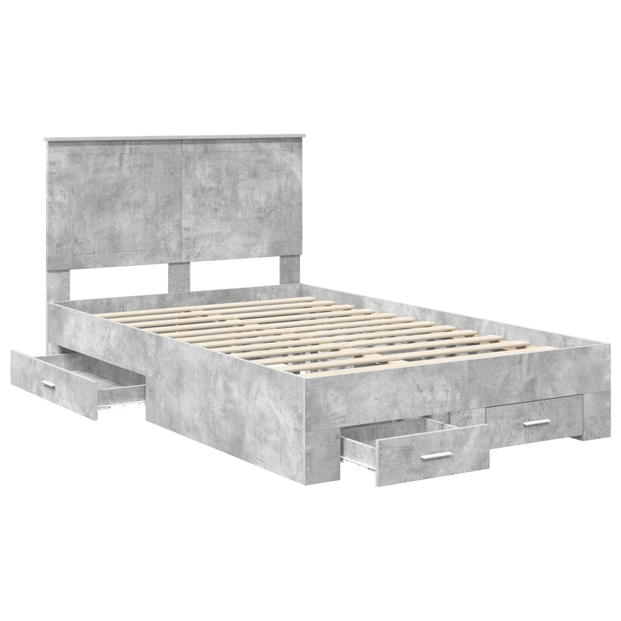 Bedframe met hoofdeinde Beton Grijs 120 x 190 cm Bewerkt hout