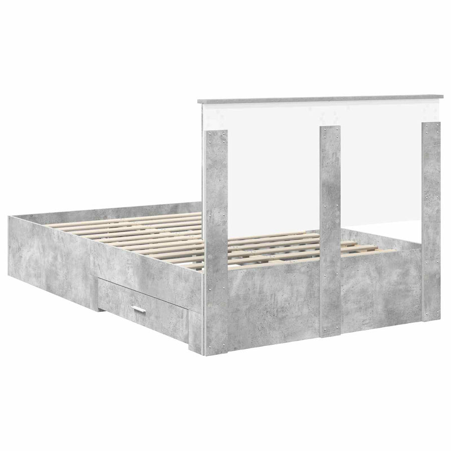 Bedframe met hoofdeinde Beton Grijs 120 x 190 cm Bewerkt hout