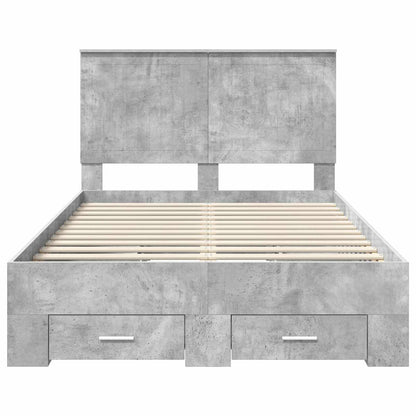 Bedframe met hoofdeinde Beton Grijs 120 x 190 cm Bewerkt hout