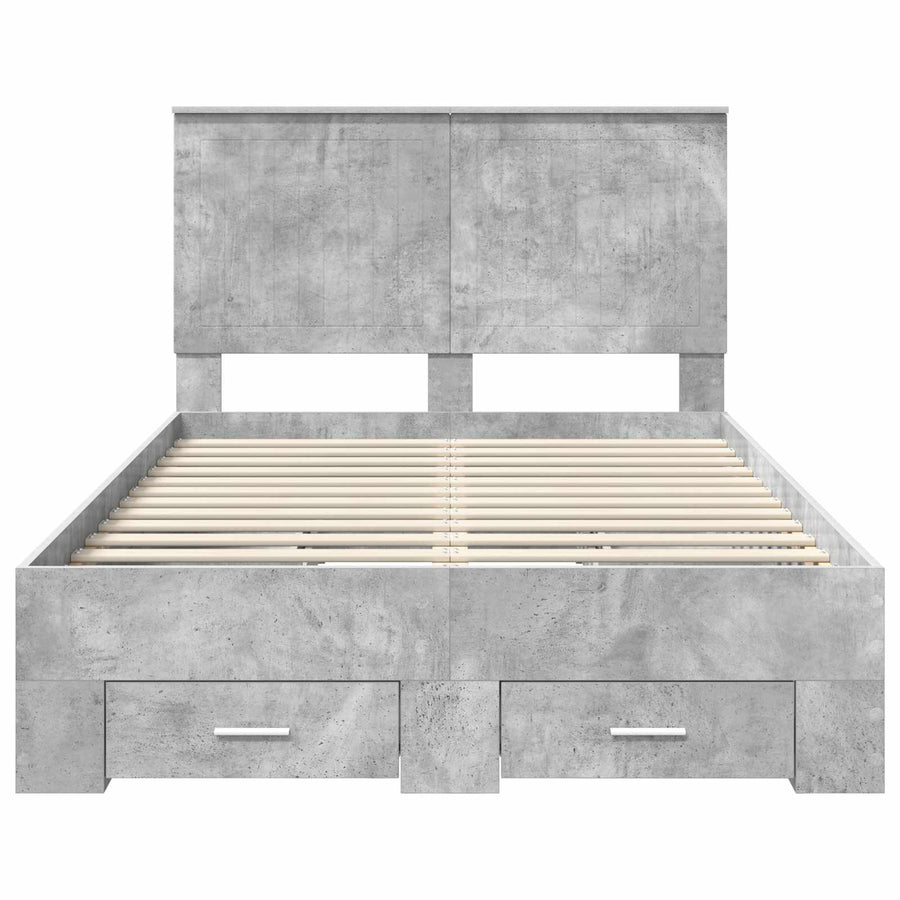Bedframe met hoofdeinde Beton Grijs 120 x 190 cm Bewerkt hout