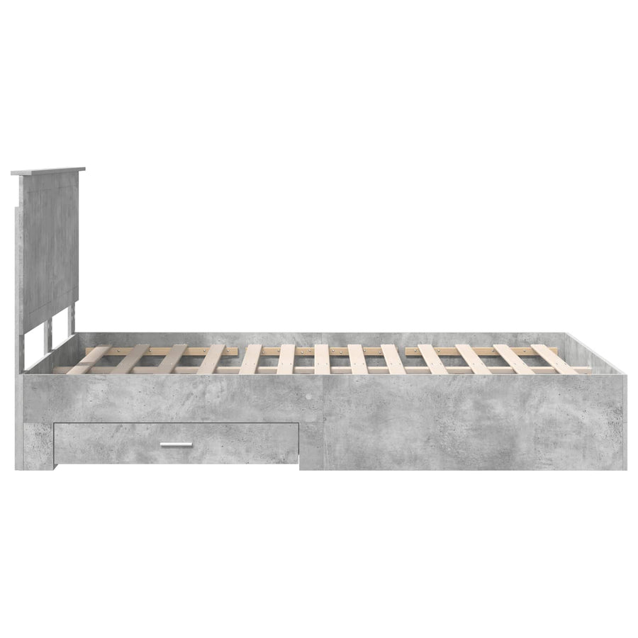 Bedframe met hoofdeinde Beton Grijs 120 x 190 cm Bewerkt hout
