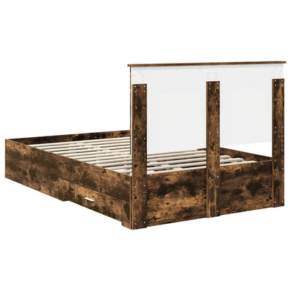 Bedframe met hoofdeinde Gerookt eiken 120 x 190 cm Bewerkt hout