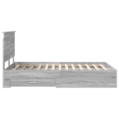 Bedframe met hoofdeinde Grijs Sonoma 120 x 190 cm Bewerkt hout