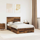 Bed frame with headboard Reclaimed Wood 120 x 190 cm Engineered wood