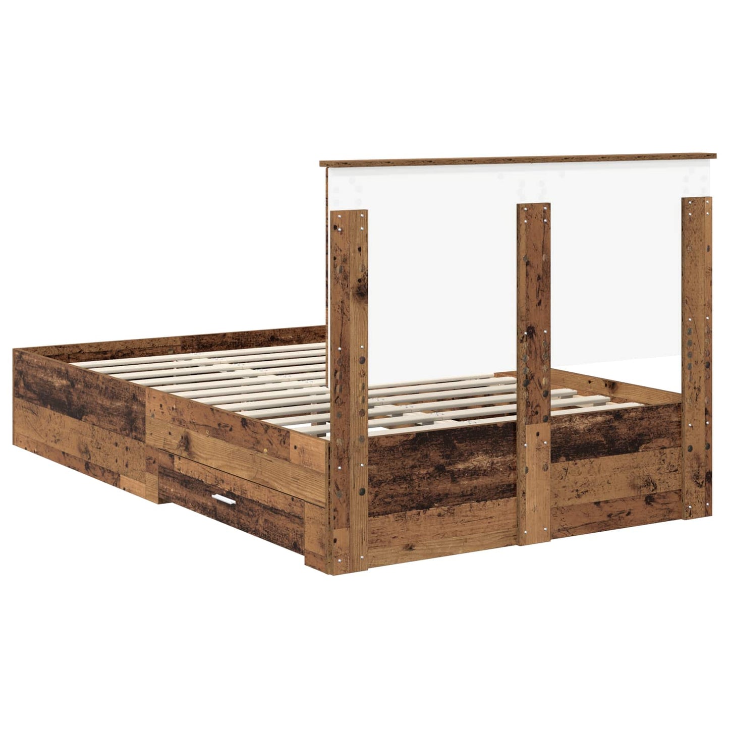 Bedframe met hoofdeinde Oudhout 120 x 190 cm Bewerkt hout
