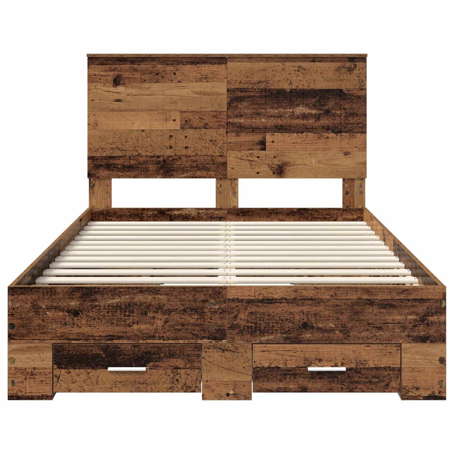 Bedframe met hoofdeinde Oudhout 120 x 190 cm Bewerkt hout