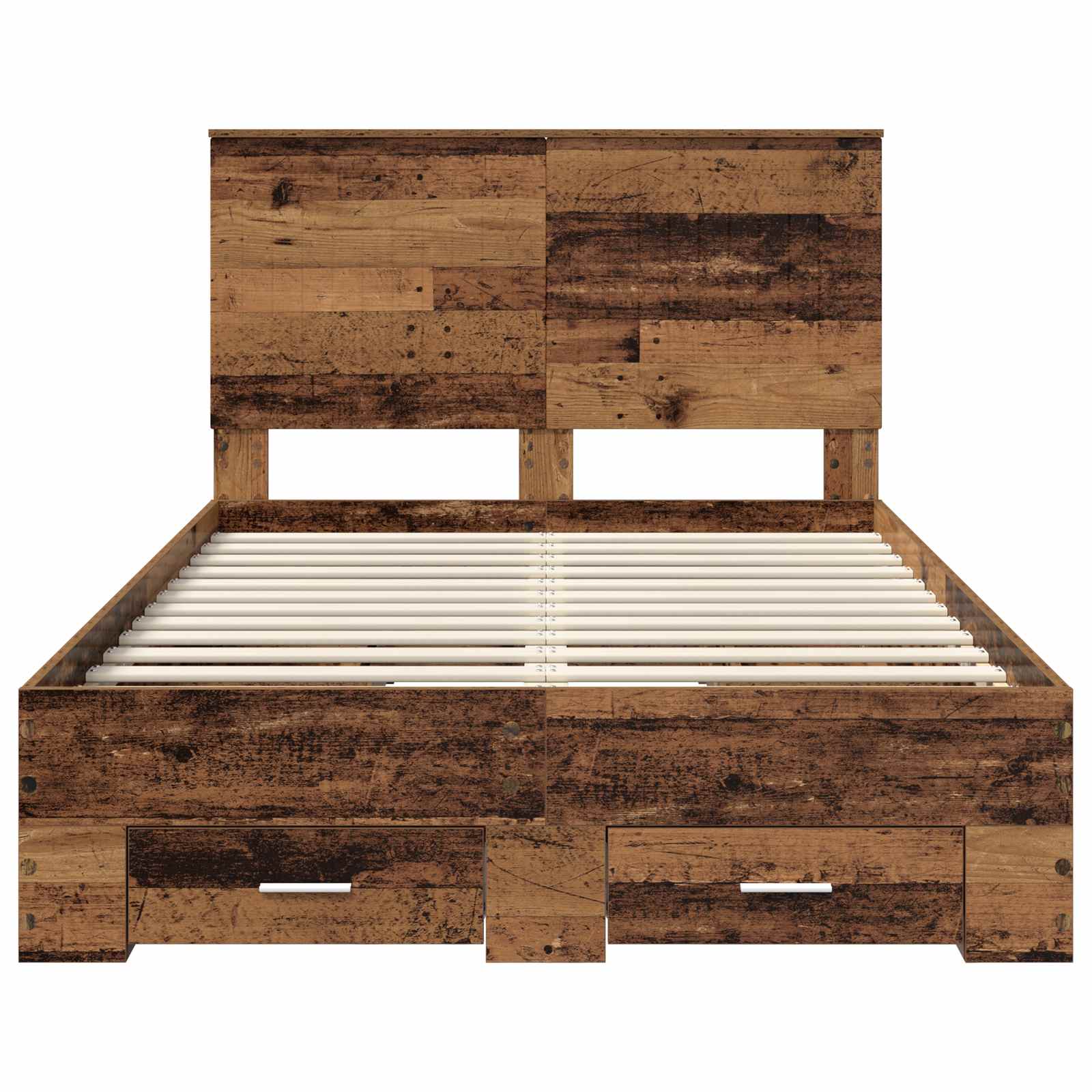 Bedframe met hoofdeinde Oudhout 120 x 190 cm Bewerkt hout
