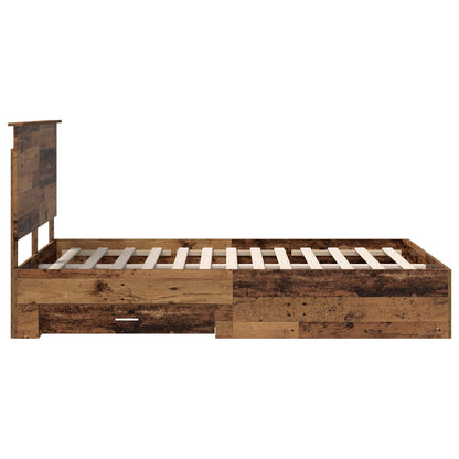 Bedframe met hoofdeinde Oudhout 120 x 190 cm Bewerkt hout