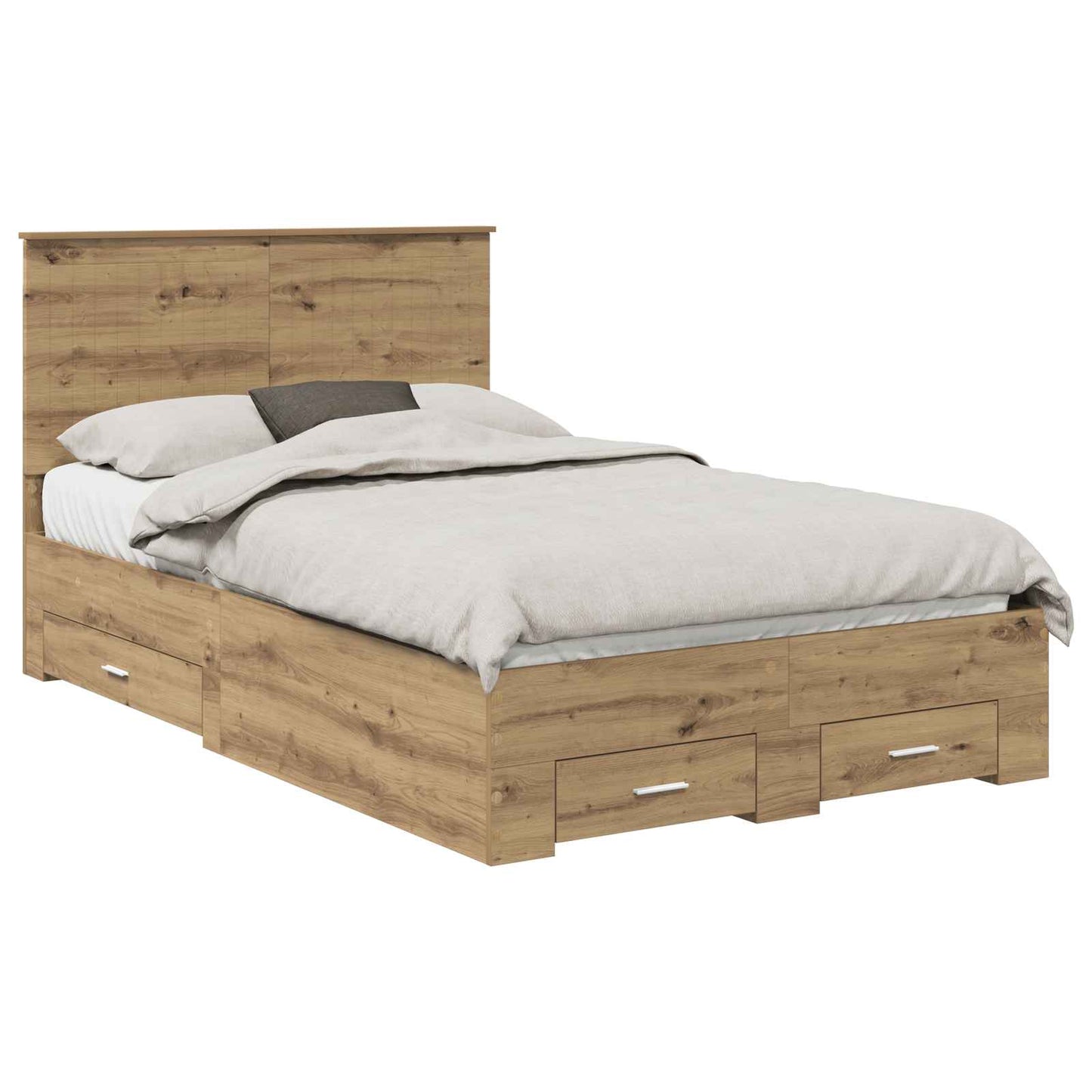 Bedframe met hoofdeinde Artisan Eiken 120 x 190 cm Bewerkt hout