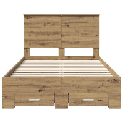 Bedframe met hoofdeinde Artisan Eiken 120 x 190 cm Bewerkt hout