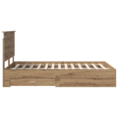 Bedframe met hoofdeinde Artisan Eiken 120 x 190 cm Bewerkt hout