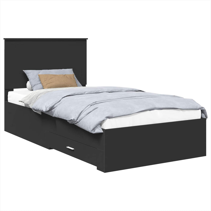 Bedframe met lade Zwart en Zilver 100 x 200 cm Bewerkt hout