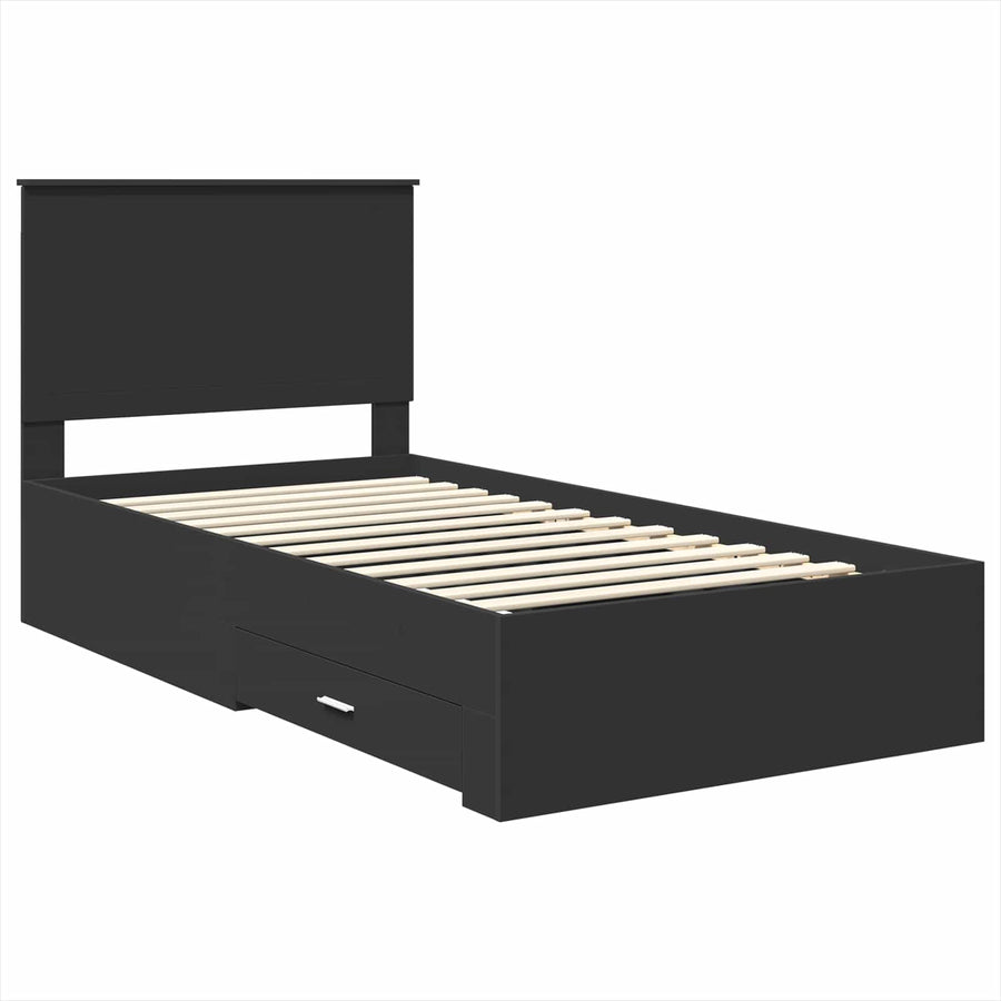 Bedframe met lade Zwart en Zilver 100 x 200 cm Bewerkt hout