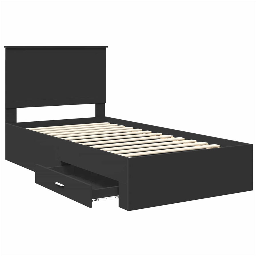 Bedframe met lade Zwart en Zilver 100 x 200 cm Bewerkt hout