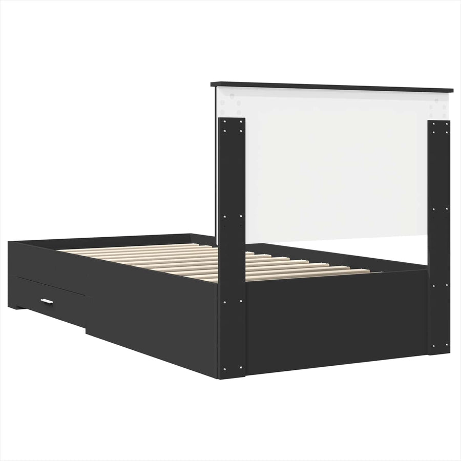 Bedframe met lade Zwart en Zilver 100 x 200 cm Bewerkt hout