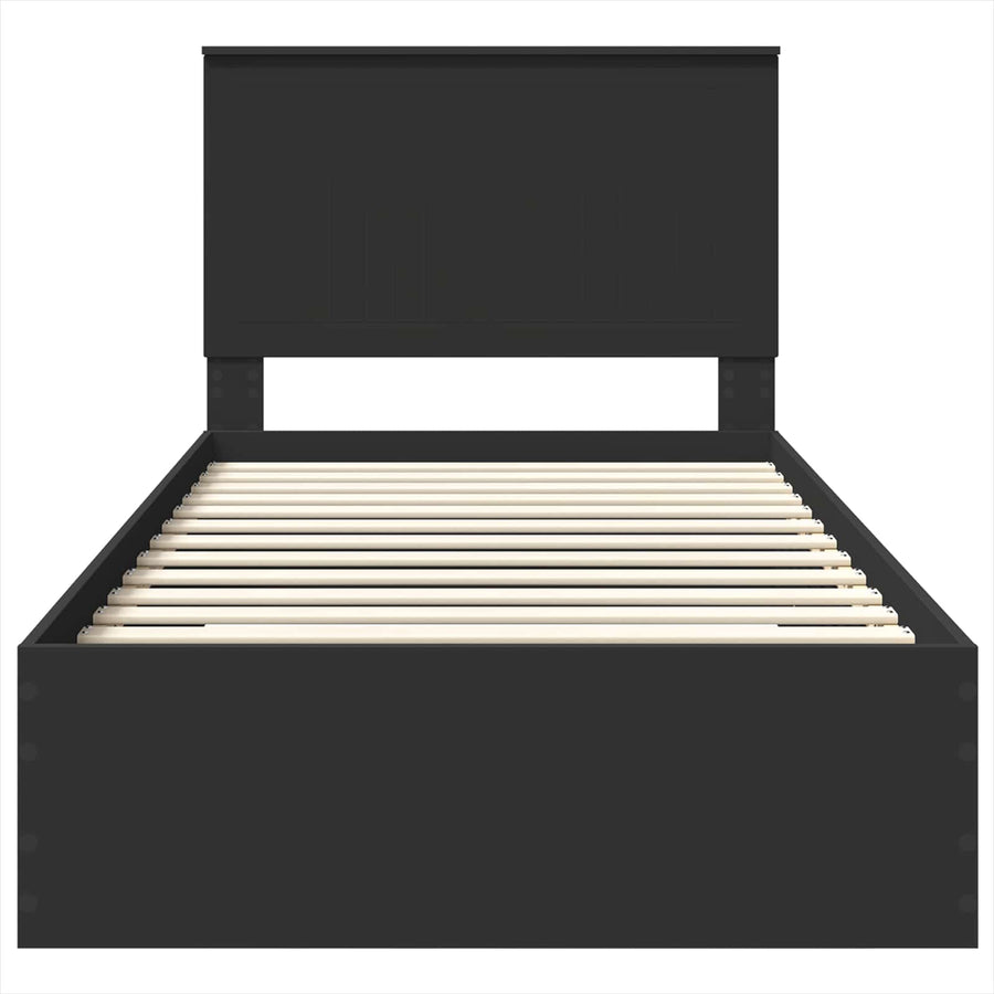 Bedframe met lade Zwart en Zilver 100 x 200 cm Bewerkt hout