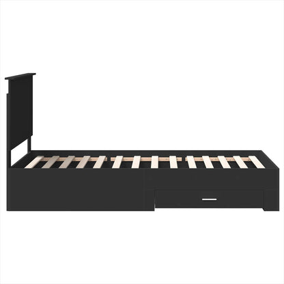 Bedframe met lade Zwart en Zilver 100 x 200 cm Bewerkt hout
