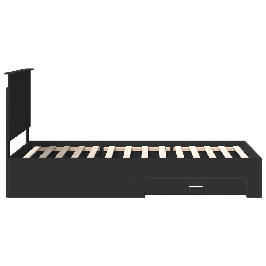 Bedframe met lade Zwart en Zilver 100 x 200 cm Bewerkt hout