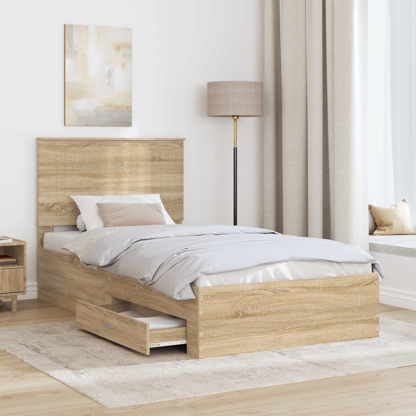 Bedframe met hoofdeinde Sonoma Eiken 100 x 200 cm Bewerkt hout