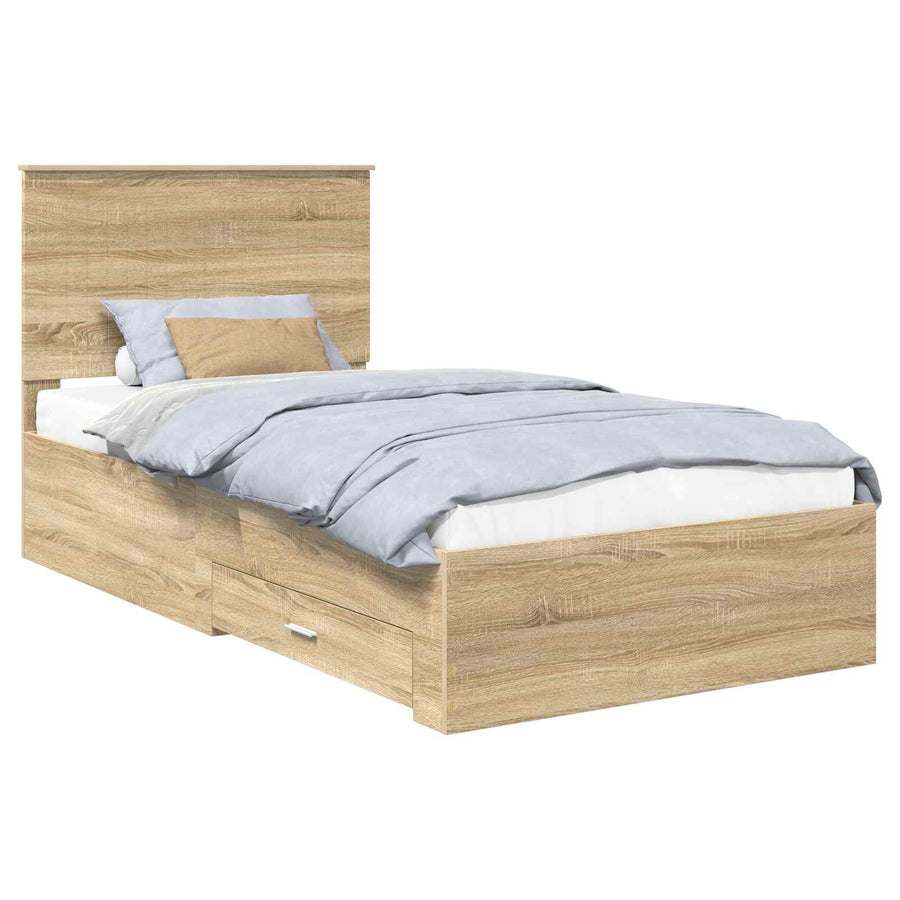 Bedframe met hoofdeinde Sonoma Eiken 100 x 200 cm Bewerkt hout
