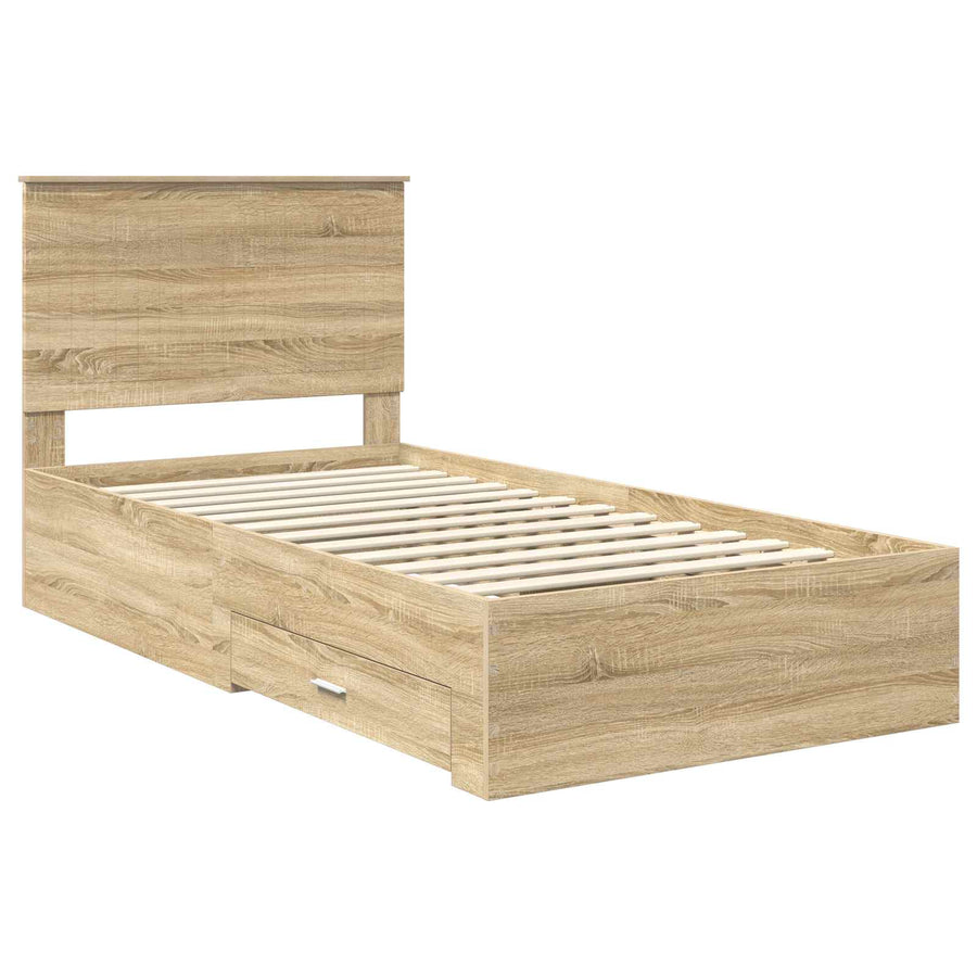 Bedframe met hoofdeinde Sonoma Eiken 100 x 200 cm Bewerkt hout