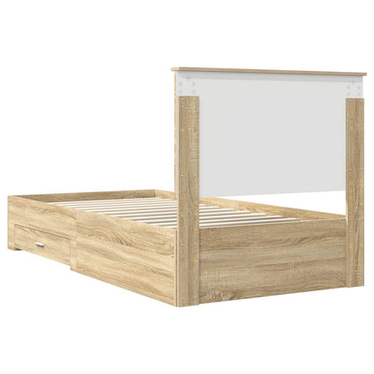 Bedframe met hoofdeinde Sonoma Eiken 100 x 200 cm Bewerkt hout