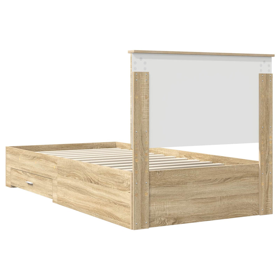 Bedframe met hoofdeinde Sonoma Eiken 100 x 200 cm Bewerkt hout