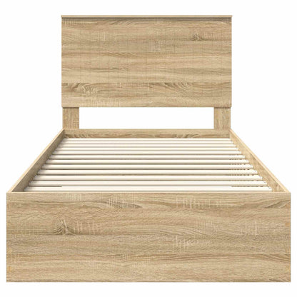 Bedframe met hoofdeinde Sonoma Eiken 100 x 200 cm Bewerkt hout