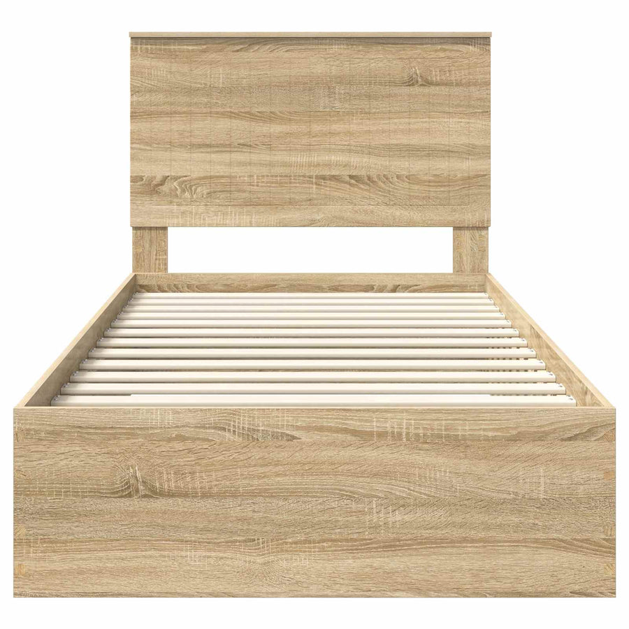 Bedframe met hoofdeinde Sonoma Eiken 100 x 200 cm Bewerkt hout