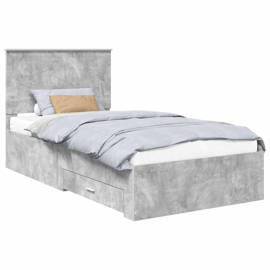 Bedframe met hoofdeinde Beton Grijs 100 x 200 cm Bewerkt hout