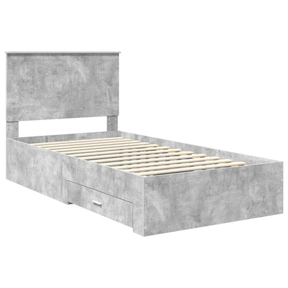 Bedframe met hoofdeinde Beton Grijs 100 x 200 cm Bewerkt hout