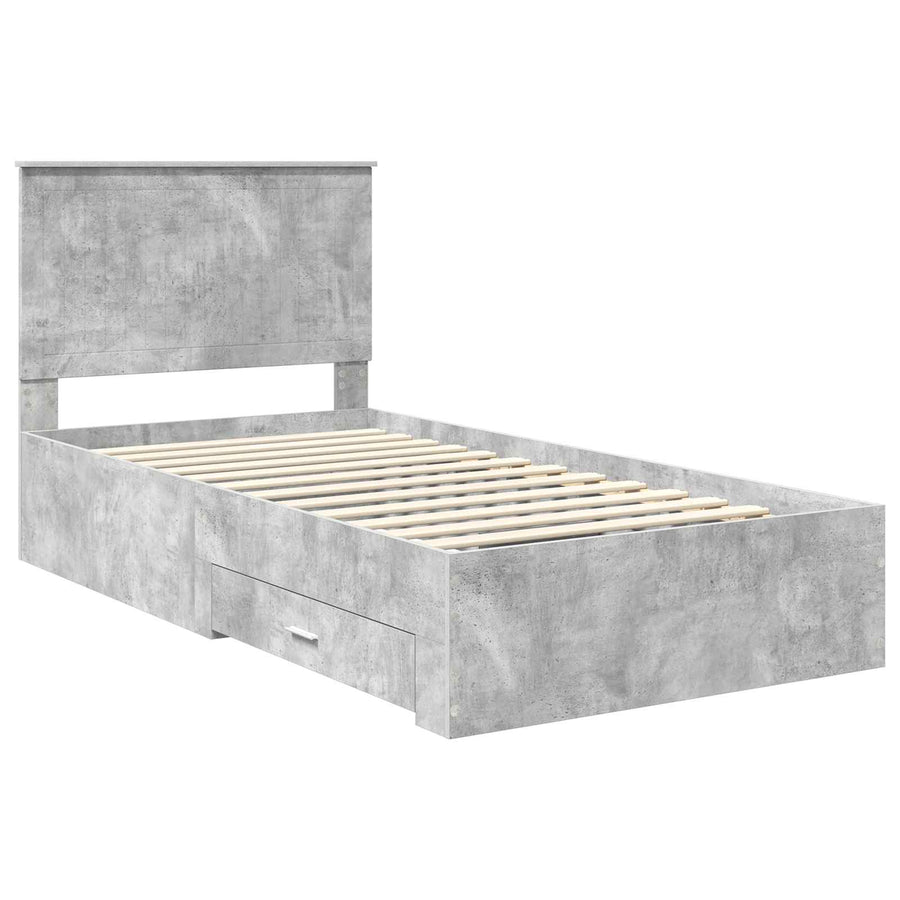 Bedframe met hoofdeinde Beton Grijs 100 x 200 cm Bewerkt hout