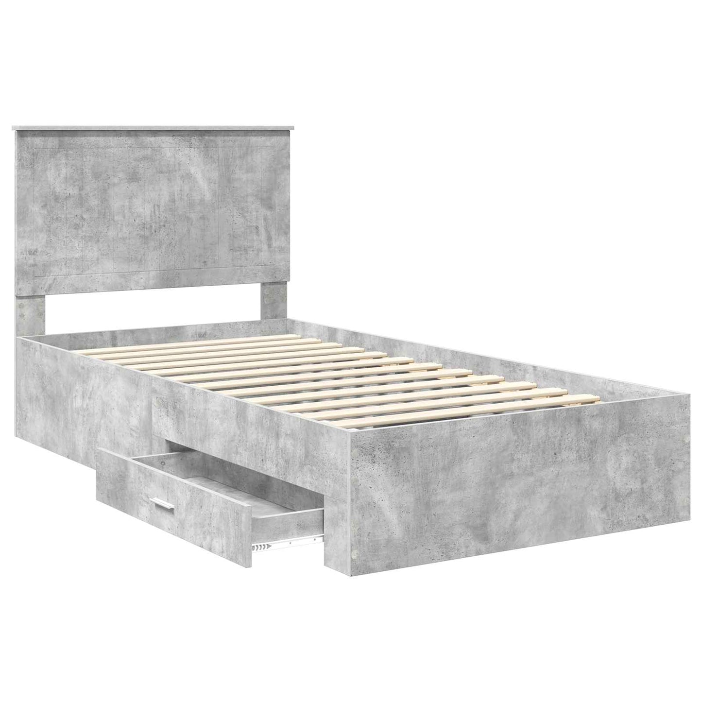 Bedframe met hoofdeinde Beton Grijs 100 x 200 cm Bewerkt hout