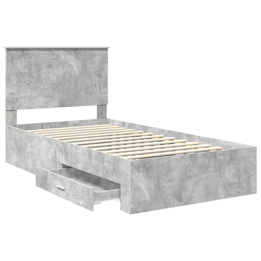 Bedframe met hoofdeinde Beton Grijs 100 x 200 cm Bewerkt hout