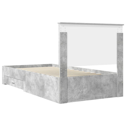 Bedframe met hoofdeinde Beton Grijs 100 x 200 cm Bewerkt hout