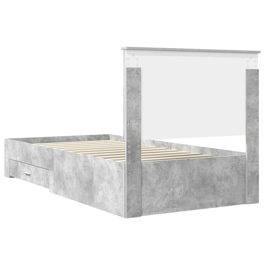 Bedframe met hoofdeinde Beton Grijs 100 x 200 cm Bewerkt hout
