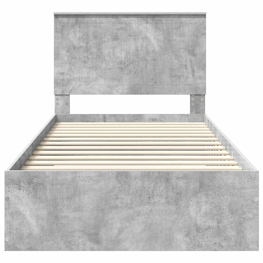Bedframe met hoofdeinde Beton Grijs 100 x 200 cm Bewerkt hout