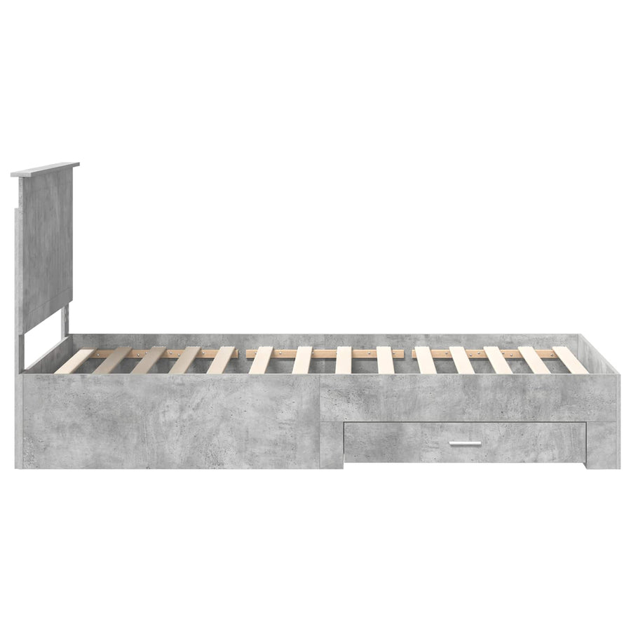 Bedframe met hoofdeinde Beton Grijs 100 x 200 cm Bewerkt hout