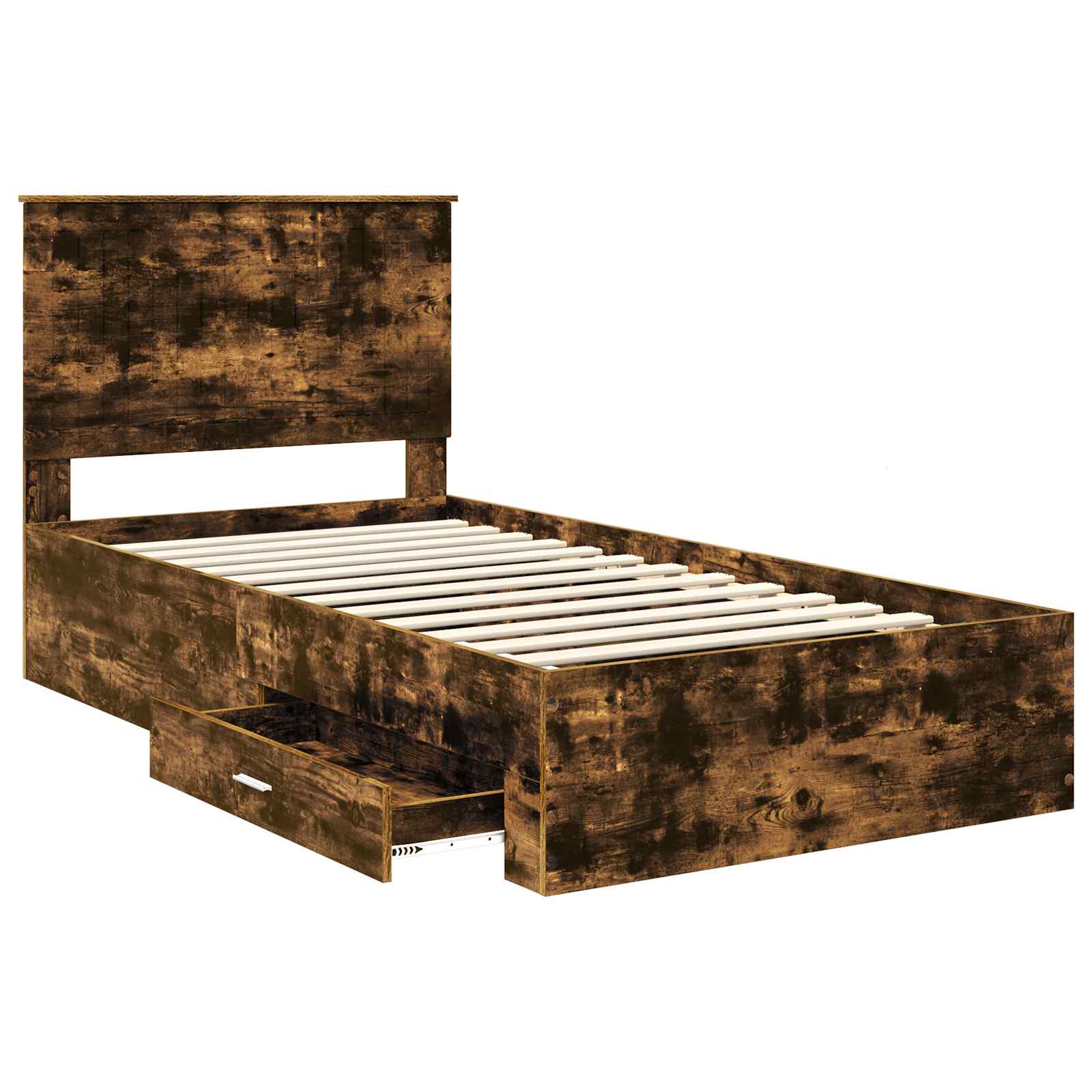 Bedframe met hoofdeinde Gerookt eiken 100 x 200 cm Bewerkt hout