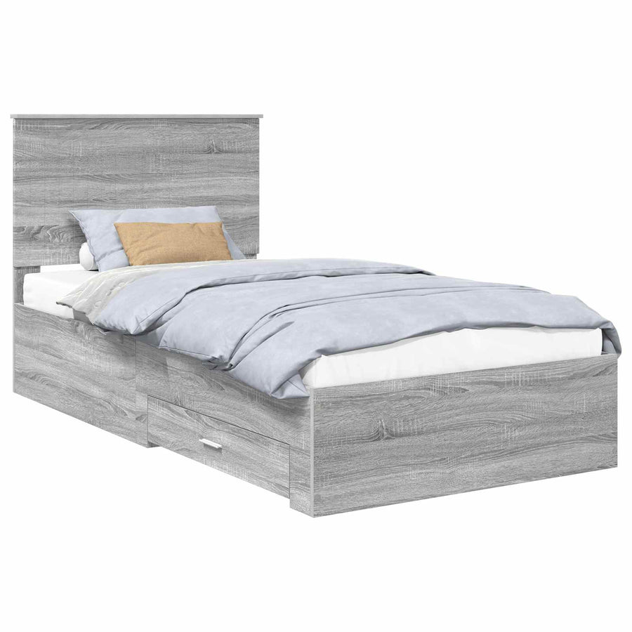 Bedframe met hoofdeinde Grijs Sonoma 100 x 200 cm Bewerkt hout