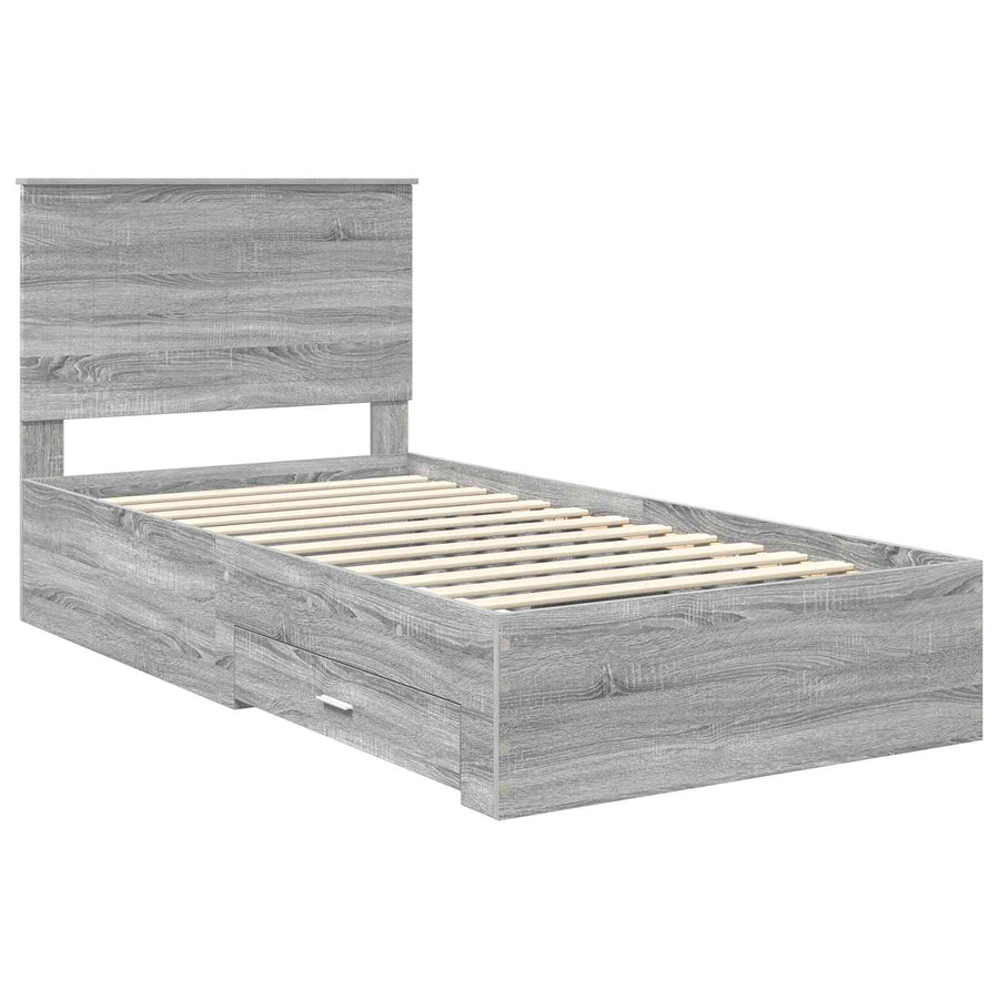Bedframe met hoofdeinde Grijs Sonoma 100 x 200 cm Bewerkt hout