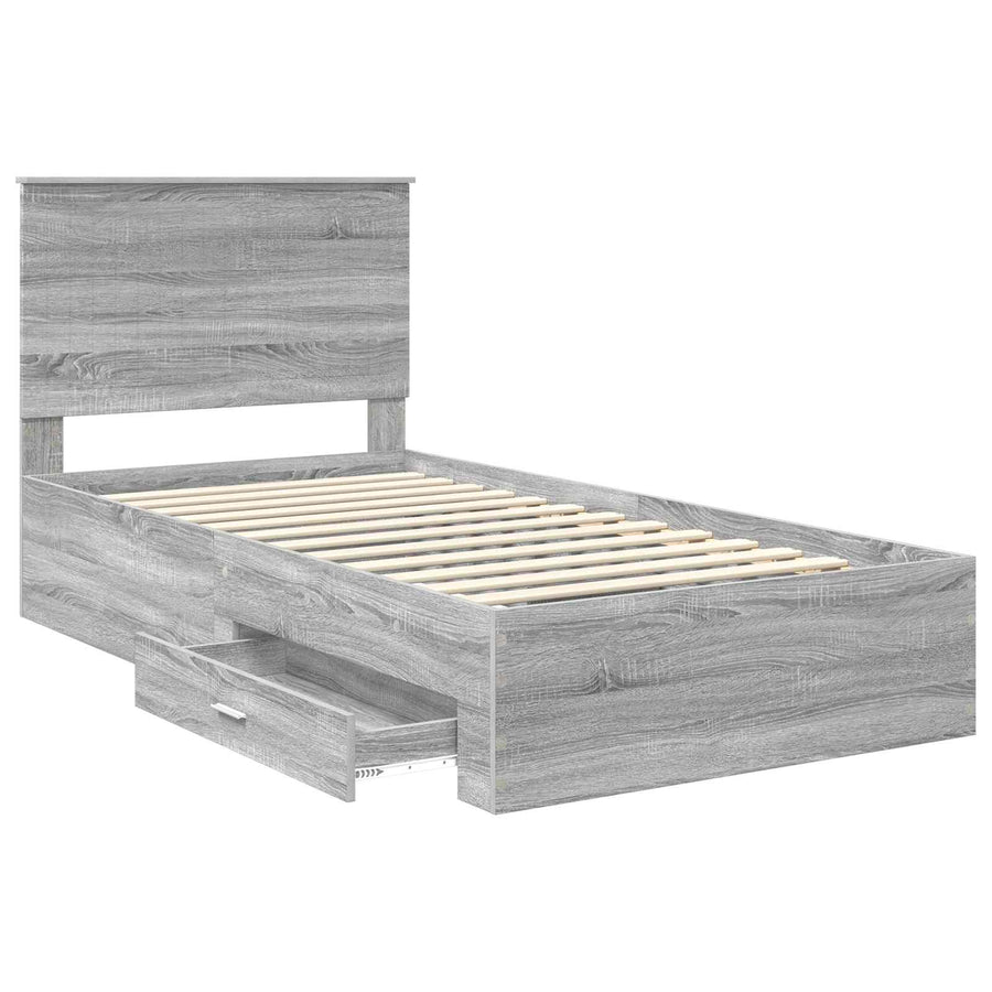 Bedframe met hoofdeinde Grijs Sonoma 100 x 200 cm Bewerkt hout
