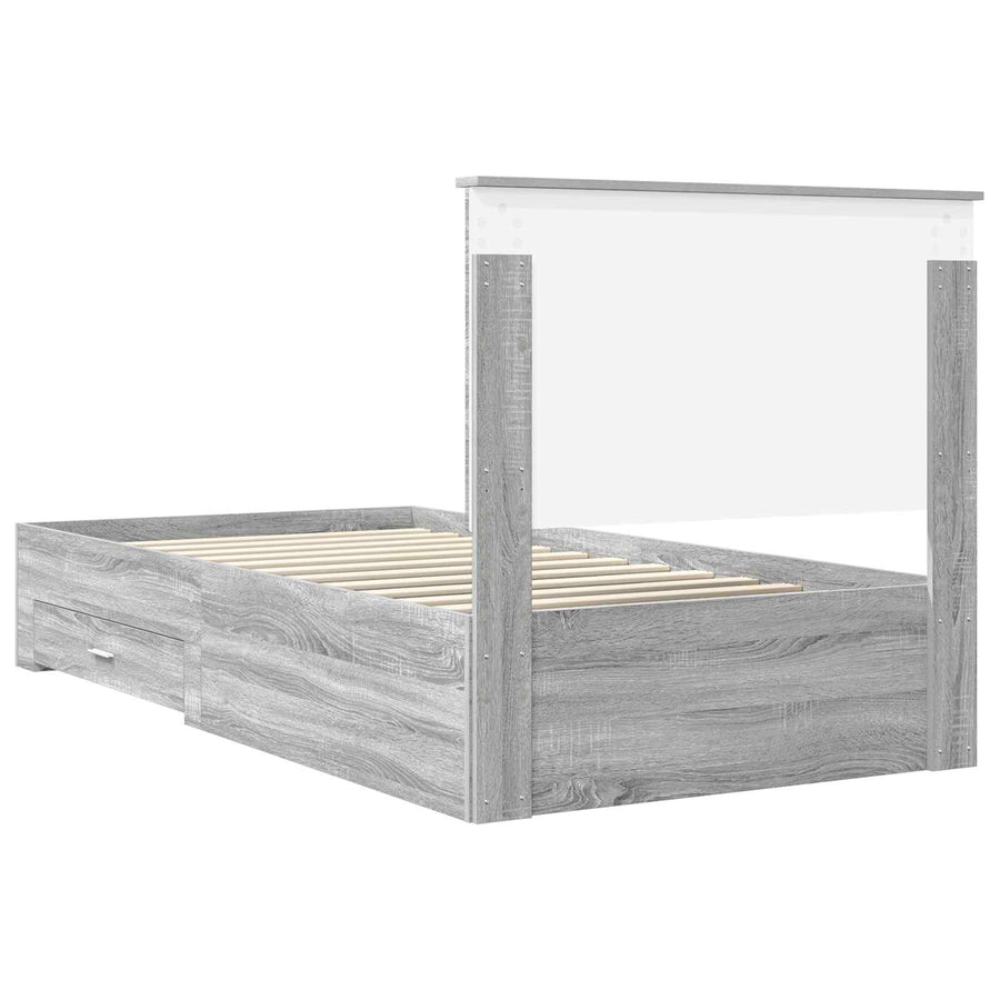 Bedframe met hoofdeinde Grijs Sonoma 100 x 200 cm Bewerkt hout