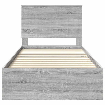 Bedframe met hoofdeinde Grijs Sonoma 100 x 200 cm Bewerkt hout