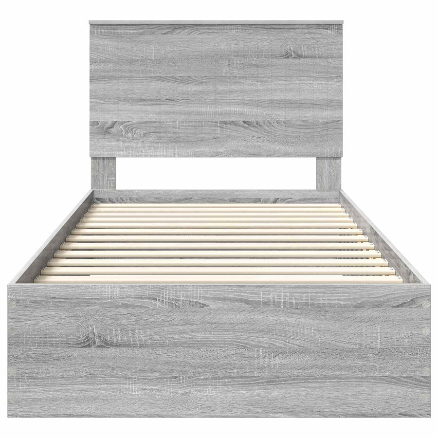 Bedframe met hoofdeinde Grijs Sonoma 100 x 200 cm Bewerkt hout