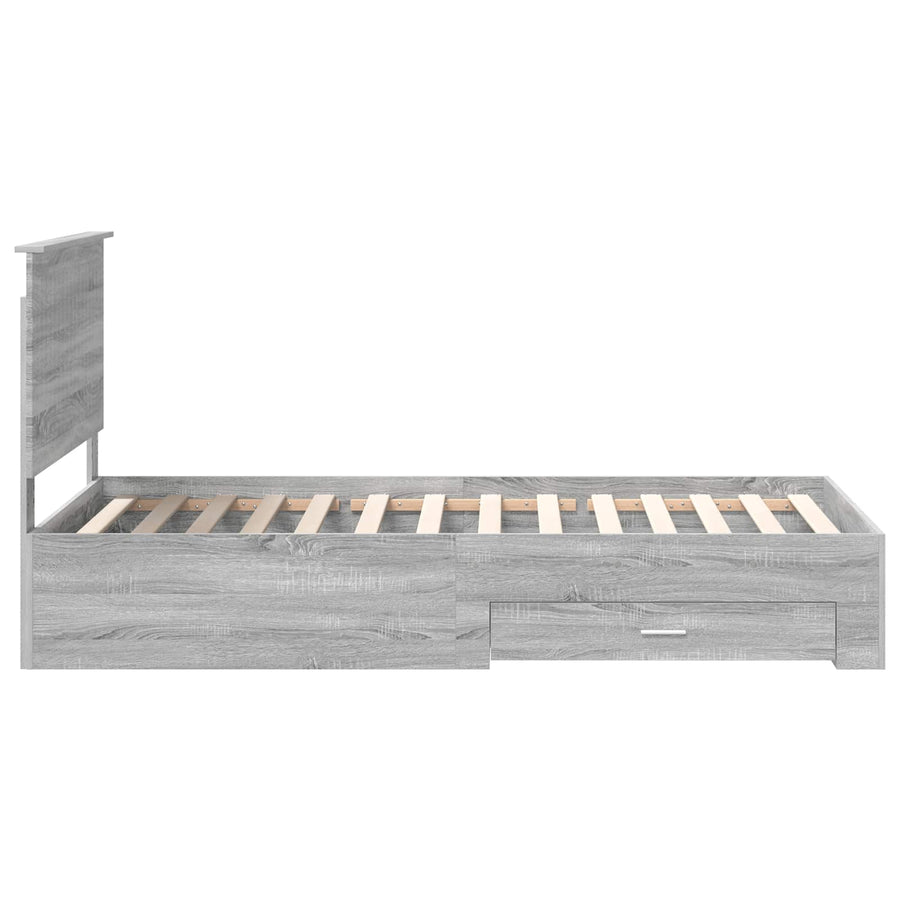 Bedframe met hoofdeinde Grijs Sonoma 100 x 200 cm Bewerkt hout