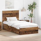 Bed frame with headboard Reclaimed wood 100 x 200 cm Treated wood