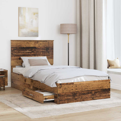 Bedframe met hoofdeinde Oudhout 100 x 200 cm Bewerkt hout
